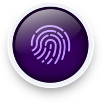 touchez l'illustration de l'icône d'identification dans un style de conception réaliste. signe d'empreinte digitale pour l'interface de sécurité. png