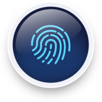 toque la ilustración del icono de identificación en un estilo de diseño realista. signo de huella digital para interfaz de seguridad. png