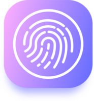 Touch id icon illustration in flat design style. Fingerprint sign for security interface. png