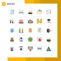 Editable Vector Line Pack of 25 Simple Flat Colors of computer configuration study setup gear Editable Vector Design Elements