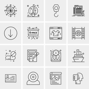 16 iconos de negocios universales vector ilustración de icono creativo para usar en proyectos relacionados con la web y dispositivos móviles