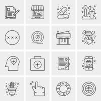 16 iconos de negocios universales vector ilustración de icono creativo para usar en proyectos relacionados con la web y dispositivos móviles