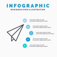 Paper Paper plane Plane Line icon with 5 steps presentation infographics Background vector