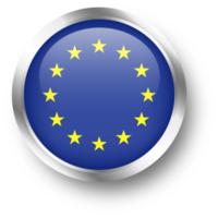 bandera oficial de la unión europea en forma de círculo plateado. ilustración de la bandera de la nación. png