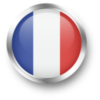 Official flag of France in silver circle shape. Nation flag illustration. png