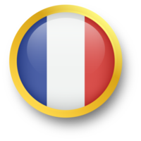 Official flag of France in golden circle shape. Nation flag illustration. png