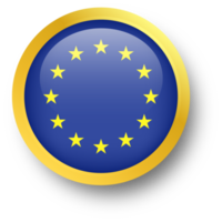 officieel vlag van europese unie in gouden cirkel vorm geven aan. natie vlag illustratie. png
