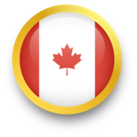 Official flag of Canada in golden circle shape. Nation flag illustration. png
