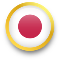 bandera oficial de japón en forma de círculo dorado. ilustración de la bandera de la nación. png