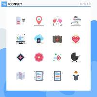 Modern Set of 16 Flat Colors and symbols such as list computer party checklist paper Editable Pack of Creative Vector Design Elements