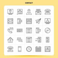 OutLine 25 Contact Icon set Vector Line Style Design Black Icons Set Linear pictogram pack Web and Mobile Business ideas design Vector Illustration