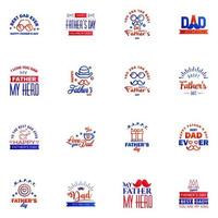 Happy fathers day 16 Blue and red vintage retro type font Illustrator eps10 Editable Vector Design Elements