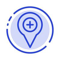 Location Map Navigation Pin Plus Blue Dotted Line Line Icon vector