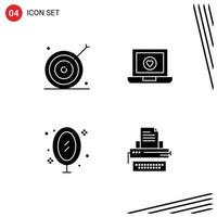 Group of 4 Solid Glyphs Signs and Symbols for advertising furniture marketing laptop mirror Editable Vector Design Elements