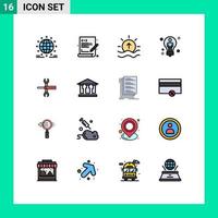 16 Flat Color Filled Line concept for Websites Mobile and Apps man idea web coding bulb shine Editable Creative Vector Design Elements