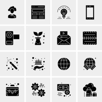 16 iconos de negocios universales vector ilustración de icono creativo para usar en proyectos relacionados con la web y dispositivos móviles
