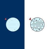 moon planet space squarico earth Flat Color Icon Vector