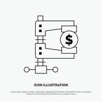 vector de icono de línea de reforma de mercado de ingresos de finanzas comerciales