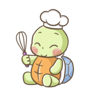 tartaruga chef desenho animado rabisco anime kawaii página para colorir ilustração fofa desenhando personagem clipart chibi mangá histórias em quadrinhos png