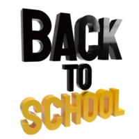 The back to school 3d rendering png