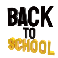 The back to school 3d rendering png