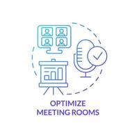 Optimize meeting rooms blue gradient concept icon. Video conference. Creating hybrid environment abstract idea thin line illustration. Isolated outline drawing. vector