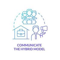Communicate hybrid model blue gradient concept icon. Teamwork features. Step to transformation abstract idea thin line illustration. Isolated outline drawing. vector