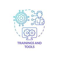 Training and tools blue gradient concept icon. Business workflow. Creating hybrid environment abstract idea thin line illustration. Isolated outline drawing. vector