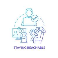 Staying reachable blue gradient concept icon. Teamwork process. Workplace locations and planning abstract idea thin line illustration. Isolated outline drawing. vector