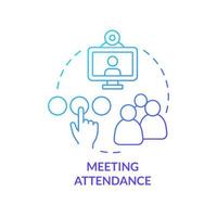 Meeting attendance blue gradient concept icon. In person and remote. Work location and schedule abstract idea thin line illustration. Isolated outline drawing. vector