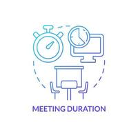 Meeting duration blue gradient concept icon. Control length of corporate event. Conference norm abstract idea thin line illustration. Isolated outline drawing. vector