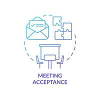 Icono de concepto de gradiente azul de aceptación de reunión. asistiendo al evento. organización. conferencia de negocios norma idea abstracta ilustración de línea delgada. dibujo de contorno aislado. vector