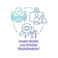 Make work locations transparent blue gradient concept icon. Meeting. Creating hybrid environment abstract idea thin line illustration. Isolated outline drawing. vector