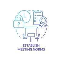 Establish meeting norms blue gradient concept icon. Business process. Creating hybrid environment abstract idea thin line illustration. Isolated outline drawing. vector