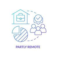 Partly remote blue gradient concept icon. Workflow schedule. Freelance and full time. Hybrid work model abstract idea thin line illustration. Isolated outline drawing. vector