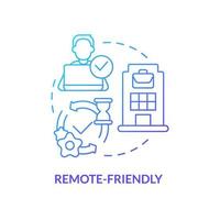 Remote friendly blue gradient concept icon. Combined schedule. Teleworking. Hybrid work model abstract idea thin line illustration. Isolated outline drawing. vector