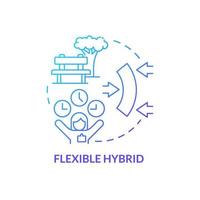 Flexible hybrid blue gradient concept icon. Comfortable schedule for employee. Combined work model abstract idea thin line illustration. Isolated outline drawing. vector