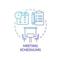 Meeting scheduling blue gradient concept icon. Work planning. Establishing. Business conference norm abstract idea thin line illustration. Isolated outline drawing. vector