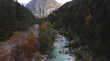Soca River and the Triglav National Park in Slovenia by Drone video