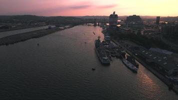 amanecer de gotemburgo por drone en suecia video