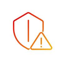 Safety warning pixel perfect gradient linear vector icon. Cybersecurity breach. Risk of computer virus. Security issue. Thin line color symbol. Modern style pictogram. Vector isolated outline drawing