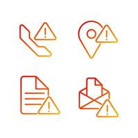 Communication problems pixel perfect gradient linear vector icons set. Isolated vector illustrations. Thin line contour symbol designs bundle. Isolated outline illustrations collection