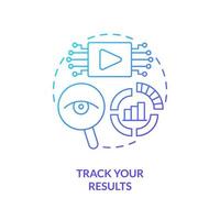 Track your results blue gradient concept icon. Analyse feedback. Creating educational video abstract idea thin line illustration. Isolated outline drawing. vector