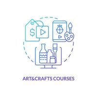 cursos de arte y artesanía icono de concepto de gradiente azul. talleres virtuales. idea de educación en línea idea abstracta ilustración de línea delgada. dibujo de contorno aislado. vector