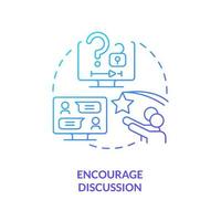 Encourage discussion blue gradient concept icon. Student opinion and questions. E Learning video tip abstract idea thin line illustration. Isolated outline drawing. vector