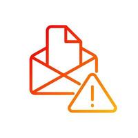 Email warning pixel perfect gradient linear vector icon. Send and receive digital letter. Online interaction failure. Thin line color symbol. Modern style pictogram. Vector isolated outline drawing