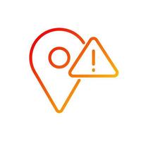 Location error pixel perfect gradient linear vector icon. Navigation system failure. Can not find destination point. Thin line color symbol. Modern style pictogram. Vector isolated outline drawing