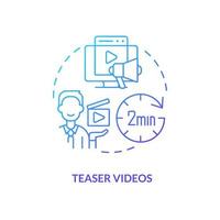 Teaser videos blue gradient concept icon. Visual short introduction. Online tutorials type abstract idea thin line illustration. Isolated outline drawing. vector