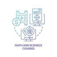 cursos de matemáticas y ciencias icono de concepto de gradiente azul. ciencias naturales, formales. cursos en línea idea idea abstracta ilustración de línea delgada. dibujo de contorno aislado. vector