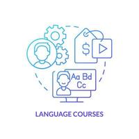 Language courses blue gradient concept icon. Speak foreign language. Translation. Online tutorial idea abstract idea thin line illustration. Isolated outline drawing. vector